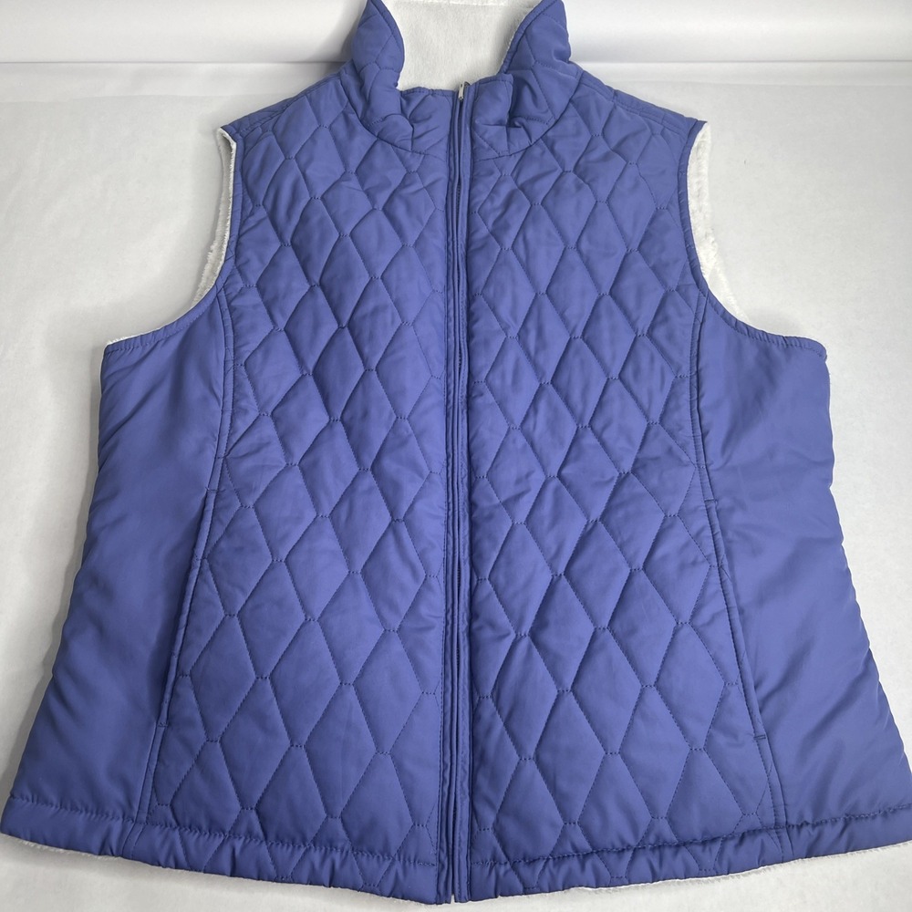Free‎ Country Reversible Quilted Puffer Vest Womens M Purple Plush Fleece Jacket